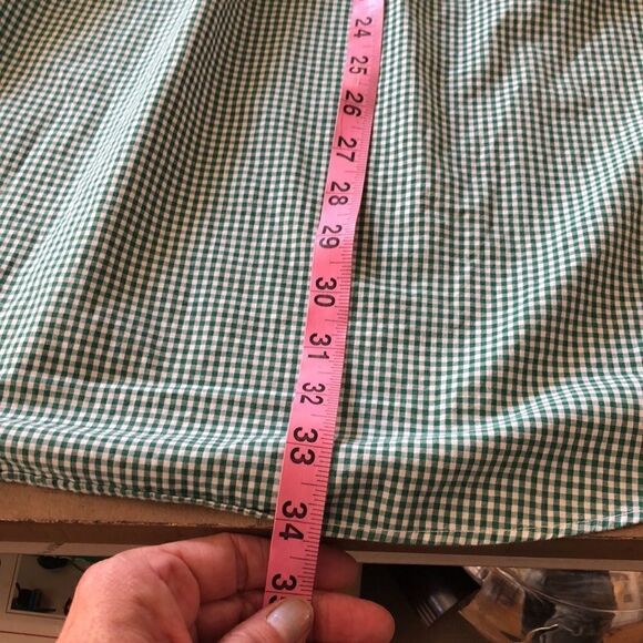 Lands End 💯% Cotton Classic Button Down Tall Shirt in Grass Green Check Print - Picture 7 of 11